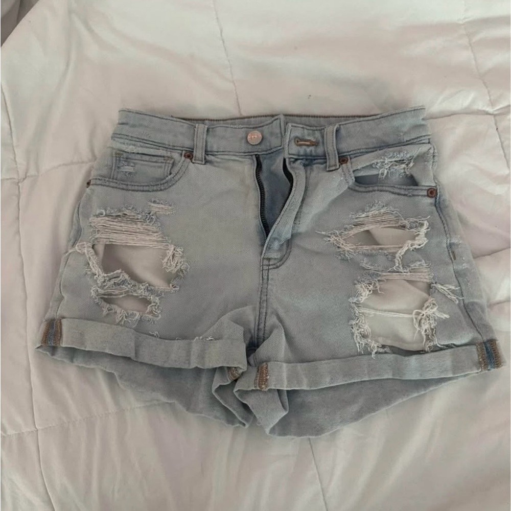 American Eagle Outfitters Ripped Light Blue Jean Shorts